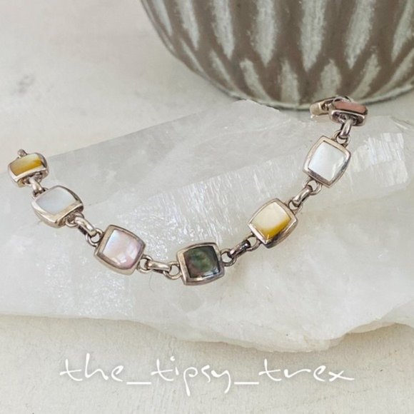 Sterling Jewelry - Sterling Silver and Mother of Pearl Bracelet 7.75in